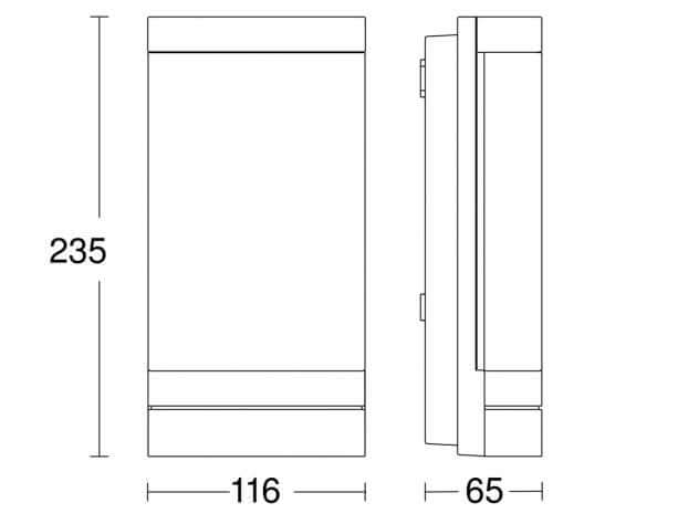 Dimensions of the Steinel L 271 Digi C smart bluetooth outdoor wall light, showing height, width, and depth.