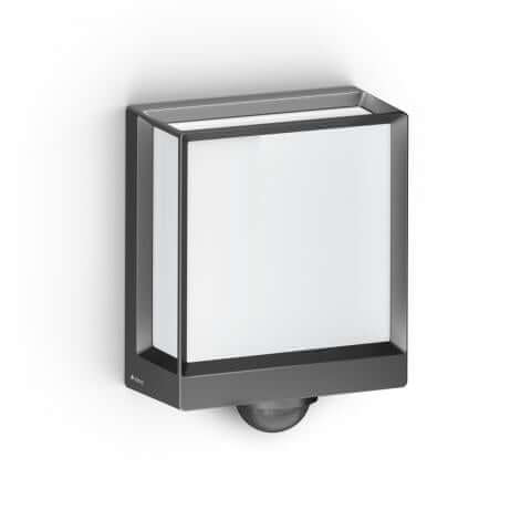Steinel L 40 SC outdoor porch sensor light in anthracite finish with sleek square design for modern aesthetics.