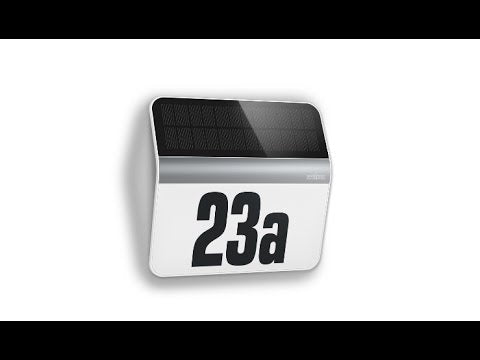 Load video: Steinel Xsolar LH-N Solar LED House Number Light, UV-Resistant Outdoor Wall Light