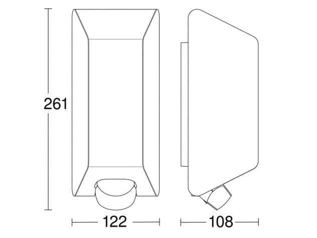 Steinel L 30 outdoor wall light dimensions illustration showing height, width, and depth measurements.
