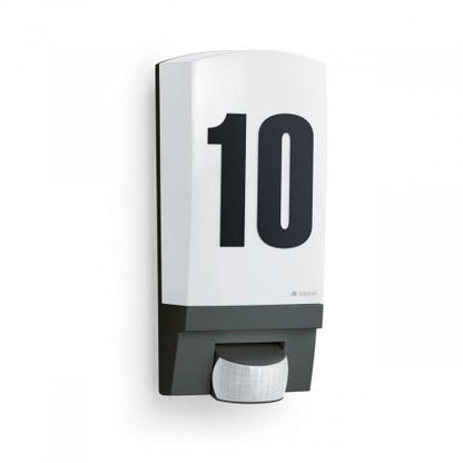 Steinel L 1 S House Number Light Outdoor Wall Light with 180° Motion Sensor and 10m Range, E27 Bulb Compatible - Black