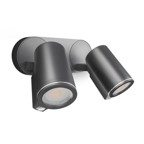 Steinel Spot Duo S dual adjustable spotlight in anthracite finish for outdoor security lighting.
