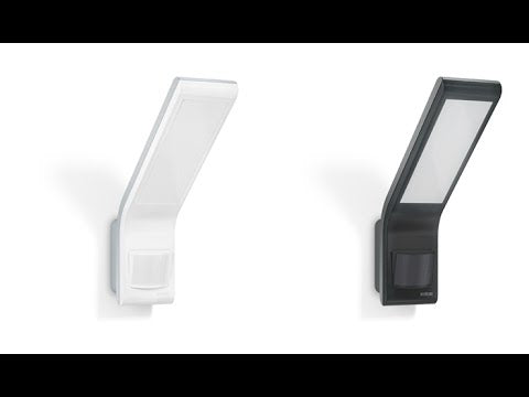 Load video: Steinel XLED SLIM S, Slim Sensor LED Floodlight, Energy-Efficient Outdoor Light with Motion Detection